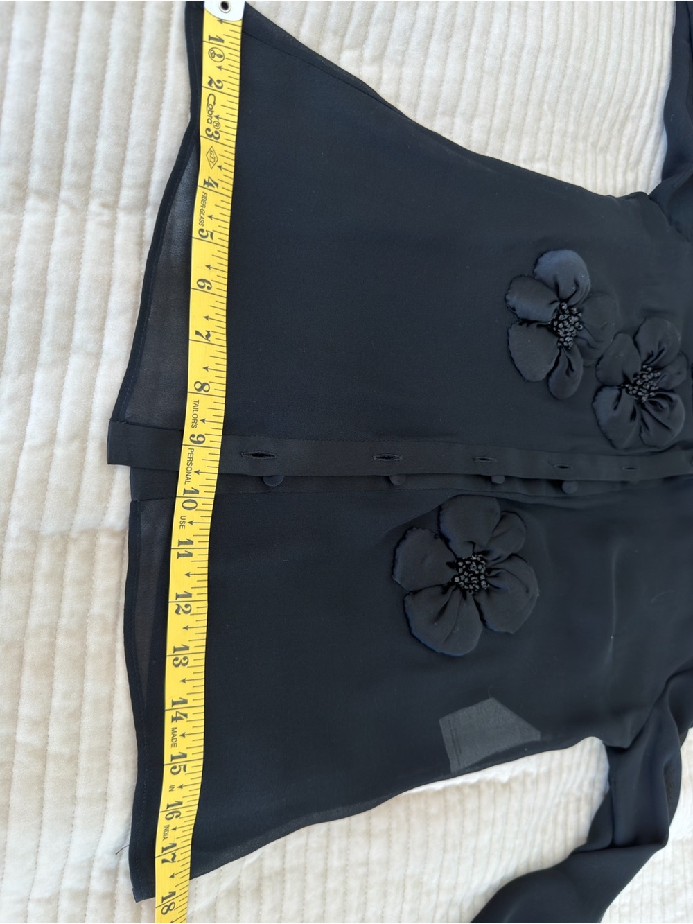 Valentino Couture Black Silk Chiffon Floral Button Blouse Size 4 - Picture 14 of 16